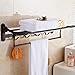 ELLO&ALLO Oil Rubbed Bronze Towel Racks for Bathroom Shelf with Foldable Towel Bar Holder and Hooks Wall Mounted Multifunctional Rack