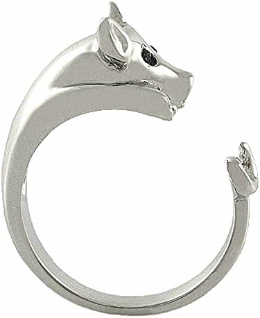 Enhanced Pig Animal Wrap Ring White Gold-plated Shiny Silver Tone- Size 6