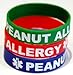 3-Pack of Toddler Size Peanut Allergy Medical Alert Silicone Bands 6 Inch White Lettering