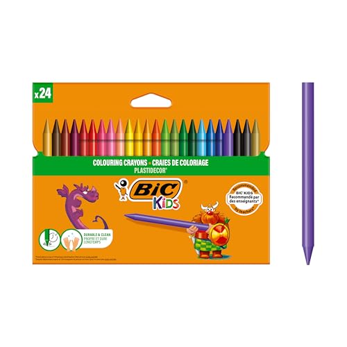 Kids Plastidecor Craies de Coloriage - Couleurs Assorties, Etui Carton de 24