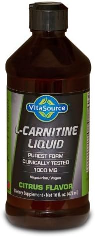 L-Carnitine Liquid: Clinically Tested Weight Loss, Energy Boosting Natural Supplement, 32 Servings, 16 oz., GMP Certified, Made in USA by VitaSource