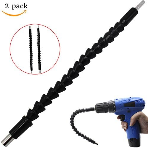 2Pcs Flexible Extensional Shaft with Screw Drill Bit Holder, Hexagon Drill Connection Size of 1/4" Magnetic Extend Socket Drill Bit Black by Syntry