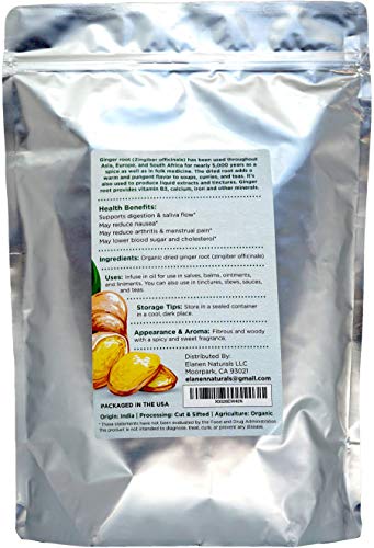 image for Elanen Naturals Organic Dried Ginger Root XL 32 oz. (2 lb. Bag), Ginge