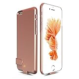 Battery Charger Cases, Ronten Ultra Slim 2000mAh Extended External Protective Portable Mobile Power Supply Battery Case Charger for iPhone 6 Plus/6S Plus (Rose Gold)