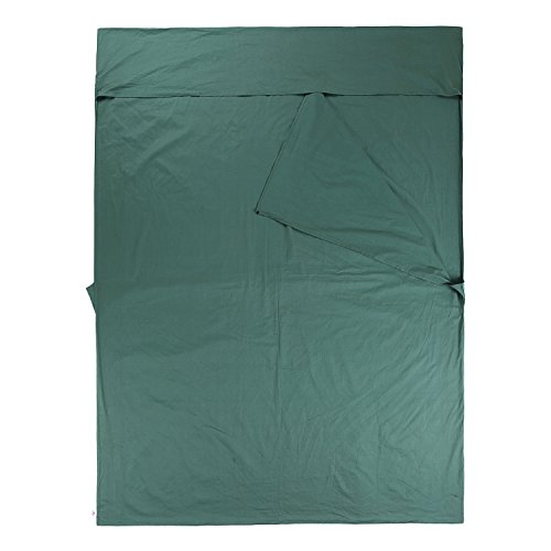 Weanas 2 Person Lightweight Warm Roomy Combed Cotton Sleeping Bag Liner, Double Travel Sheet Sleep Sack, Rectangular 86.6” X 63”, Comfortable, for Travel, Youth Hostels, Picnic (Olive Green)