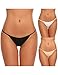 Ekouaer Soft Breathable Brief Panties Thong Underwear For Women 3 Pack,Black/White/Nude,Small