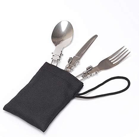 ZEARE Stainless Steel 3PCS Lightweight Folding Cutlery Fork, Spoon, Knife, Folding Cutlery Set for Family, Kitchen, Hotel, Restaurant, Travel Camping Picnic - Dishwasher Safety