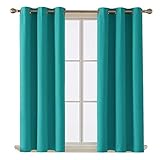 Deconovo Room Darkening Thermal Insulated Blackout Grommet Window Curtain Panel for Living Room, Turquoise,42x63-Inch,1 Panel