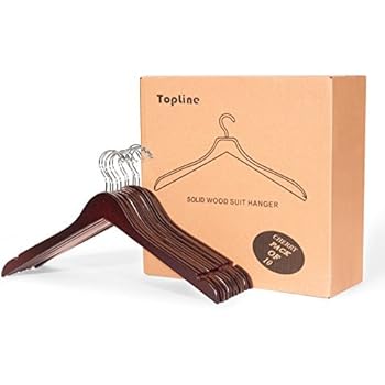 Topline Classic Wood Shirt Hangers - Cherry Finish (10-Pack)