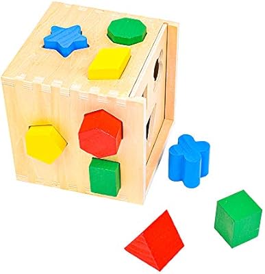melissa & doug shape sorting cube classic wooden toy