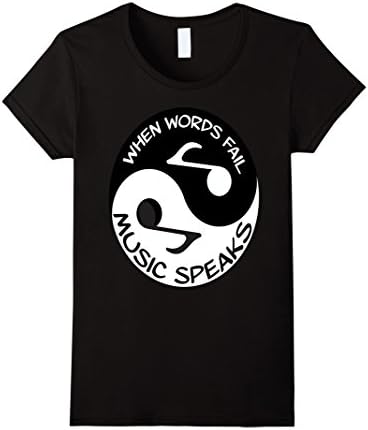 Womens Music Notes Tshirt Yin Yang Small Black