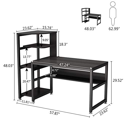 Tribesigns Computer Desk with 4Tier Storage Shelves, 58 inch Large