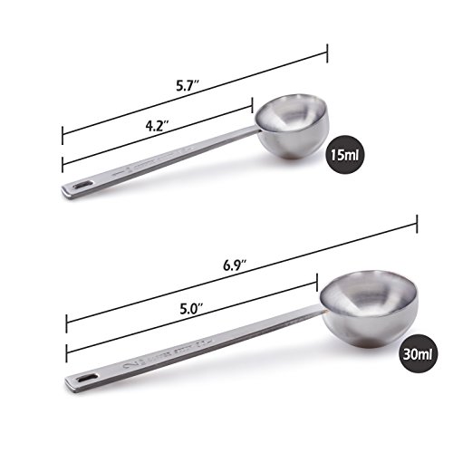Orblue Premium Coffee Scoop Set 1 Tbsp (15ml) & 2 Tbsp (30ml) Measuring Tablespoon Stainless