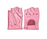 Women's AL3012 All leather Fingerless gloves X-Small Pink