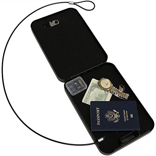 BILLCONCH Metal Handgun Safe, Mini Car Safe Jewelry Box Gun Safe,Portable Key Lock Safe Pistol Box with Security Cable - Thumbnail 3