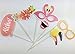 Elfun(TM) Aloha Flamingo Hawaii Summer Party Wedding Birthday Party Photo Booth Props Kit on Sticks by Elfun