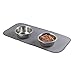 mDesign Premium Quality Microfiber Polyester Pet Food and Water Bowl Feeding Mat for Cats - Ultra Absorbent Reversible Placemat - Folds for Compact Storage - Small - Pewter Gray/Ivory