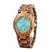 GBlife Wood Watch for Women, Lightweight Analog Quartz Wooden Wristwatch with Adjustable Wood Band/Mint Dial/Golden Pointers