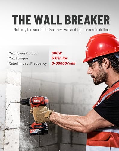 DCK 20V Brushless Hammer Drill, 531 in.lbs, 36000 BPM, 1/2