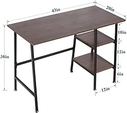 VECELO Writing Computer Study Desk with 2 Tier