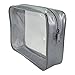 3 Pack Clear Cosmetic Bag Medium Size Travel Case Waterproof Zipper Toiletry Organizer - Silver