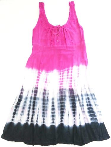 Raya Sun Tie Dye Swing Dress/Cover Up in Fuschia/White/Black Combo Size XL