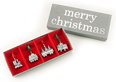 Vilmain Christmas Train pewter ornaments set of four
