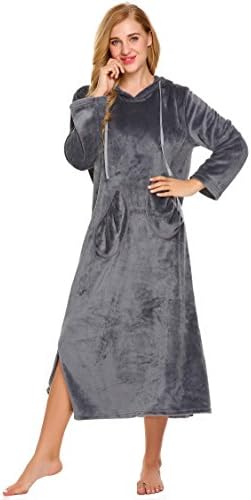 Super Soft Women Plush Coral Velvet Spa Bathrobe with Satin Piping Grey, XXL
