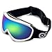 Odoland Snow Ski Goggles S2 Double Lens Anti-Fog OTG Windproof UV400 Eyewear for Men, Women and Youth-Skiing Snowboarding, White+Green