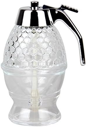 Romerofs 200ML Portable 1 Cup Bee Hive Acrylic Honey Syrup Dispenser Jar With Stand for Household Kitchen Family Breakfast