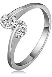 AnaZoz Jewelry 18K Gold Plated Love Rings Platinum Wedding Ring SWA Element Austrian Crystal Proposal Ring