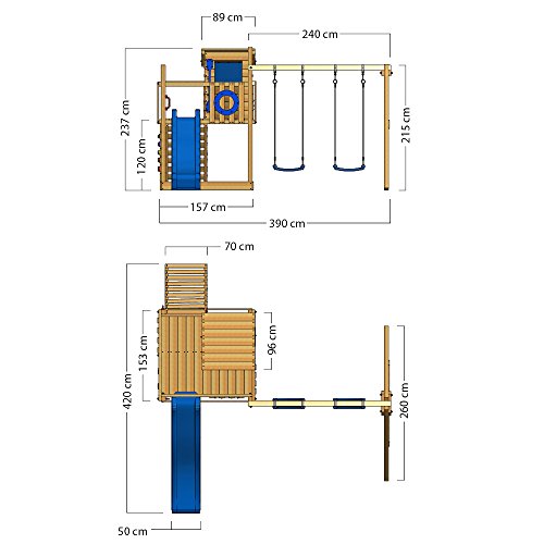 WICKEY Spielturm Klettergerüst Smart Camp mit Schaukel anthraziter Plane & oranger Rutsche, Outdoor Kinder Kletterturm… – Bild 6