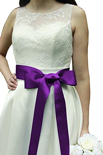 Wedding Sash Bridal Belts Simple Classic Silk Ribbon Sash for Dress (Purple)