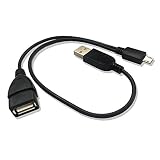 AuviPal 2-in-1 Micro USB to USB Adapter (OTG Cable + TV's USB Power Cable) - Black