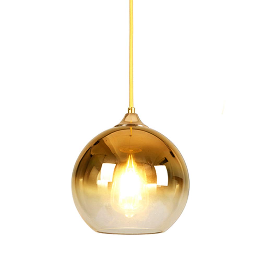 HJXDtech Spherical Gradient Color Glass Pendant Light Shade Modern Glass Globe Ceiling Hanging Lamp (Gold, 20cm)