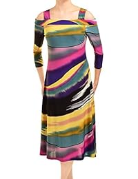 Avital frío hombro ajuste Flare trapecio Midi vestido