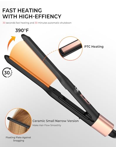 UMIGA Mini Pencil Hair Straightener, Travel Straighteners, 2-in-1 Straightener & Curler, Travel-Size with 4 Adjustable Temperatures,Portable Lightweight Design for Short Hair & Beards