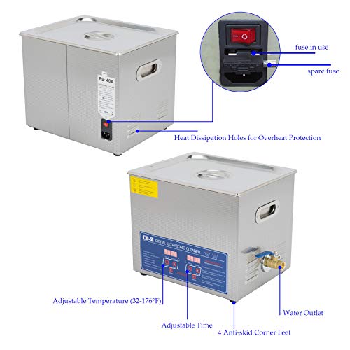 10L Ultrasonic Cleaner with Digital Timer & Heater, Professional Ultrasound Jewelry Cleaning Machine for Parts Denture Ring Watch