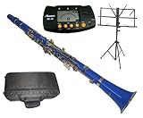 Merano B Flat Blue / Silver Clarinet with Case+Metro Tuner+Black Music Stand