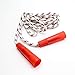 Kicko Jump Rope Nylon with Plastic Handles - 6.5 Feet - 4 Pack - White Jumping Rope with Red Stripes and Handles - for Kids and Adults - Sports, Outdoors, Fitness, Exercise, Fun, Play, Toy