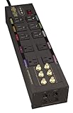 Tripp Lite Isobar 10 Outlet Audio/Video Surge Protector Tel/Modem/Coax/Network 8ft Cord Right Angle Plug, $500,000 Insurance (HT10DBS)