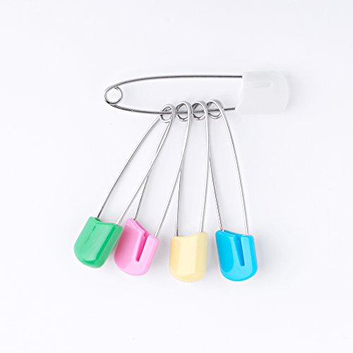 Household Mall Pack of 144 Pcs Cloth Diaper Pins Stainless Steel Traditional Safety Pin (Mixed Color)