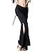 ZLTdream Women's Belly Dance Slit Pants Milk Silk Black , Large