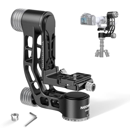 NEEWER GM102 Cabezal Gimbal para Trípode Monópode Teleobjetivos, 360° Cabezal Trípode Cámara Panorámica, Ajuste 3 Ejes, Aleación Aluminio CNC Resistente, Liberación Rápida Tipo Arca, Carga Máx 15 kg
