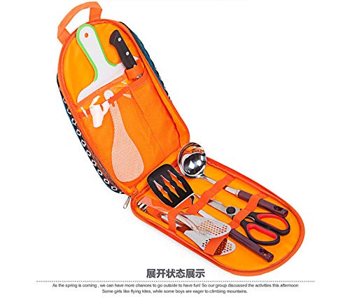 fushidiya Outdoor Kitchenware Set Camping Outing Portable Wild Tableware Barbecue Tool Picnic Combination Knife Cutting Board Seven-Piece 7pcs