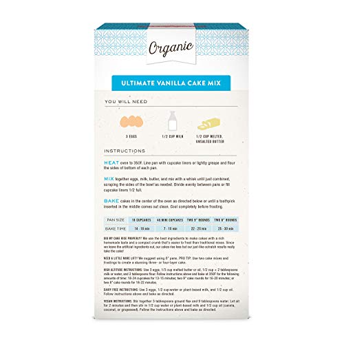 MISS JONES BAKING ORGANIC YELLOW CAKE AND CUPCAKE MIX, NON-GMO, VEGAN-FRIENDLY, MOIST AND FLUFFY: VANILLA (PACK OF 1)