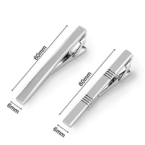 UHIBROS Mens Tie Clip Tie Bar Set for Regular Ties Silver Tone Luxury Gift Box Wedding Business Clip