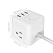 JSVER USB Power Strip - 4.92 Ft Extension Cord with 3 Outlets & 3 USB Ports, Power Cube for Travel, Home, Office, Phones, iPhone X/XS/XR, Tablets, Cruise Ship (White)