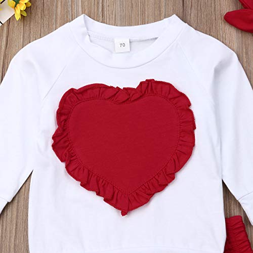 2Pcs Toddler Baby Girl Long Sleeve Ruffle Tops Sweatsuit Pants Outfits Clothes Set ... (Red, 6-12 Months)