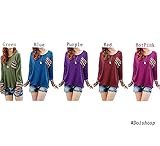 Doinshop Women's Long Sleeve Round Neck Tops Checked Loose Shirt Blouse Warm Tee